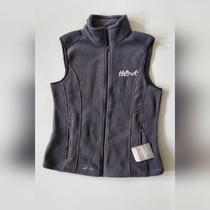 Eddie Bauer Full Zip Fleece Vest Gray Embroidered Hunt Womens Medium NWT